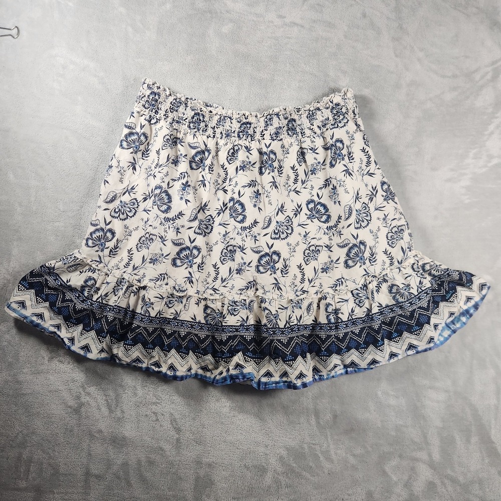 Beach Lunch Lounge Clara Butterfly Skirt M Blue White Cotton Coastal Cottagecore